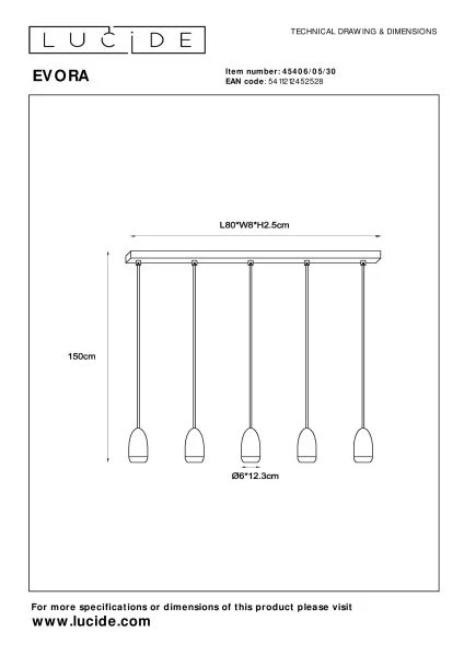 Lucide EVORA - Lámpara colgante - Ø 10 cm - 5xGU10 - Negro - TECHNISCH